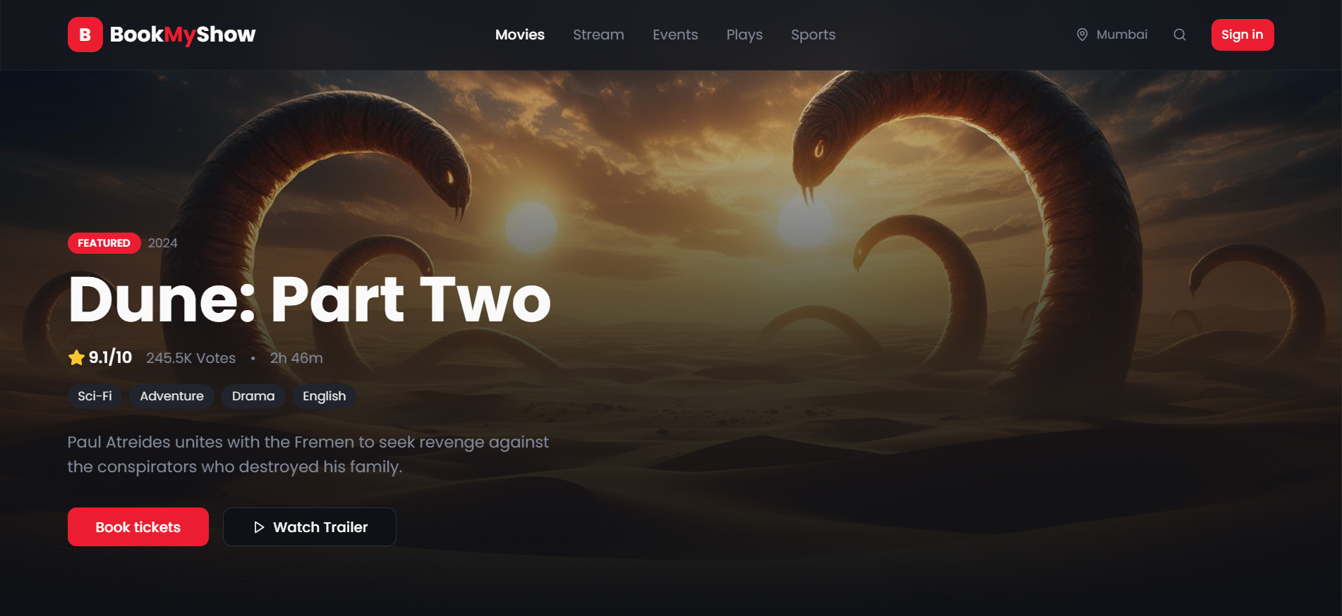 BookMyShow Clone screenshot 1